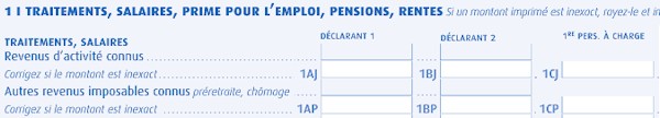 Vos Revenus (page 3) / CADRE 1 : Traitements Et Salaires.